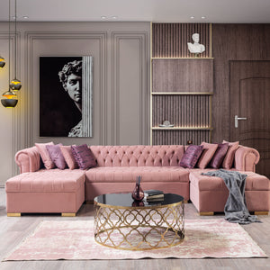 Lauren Pink Velvet Double Chaise Sectional
