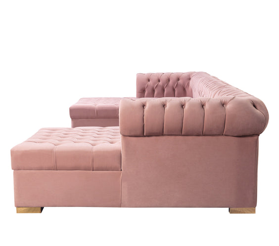 Lauren Pink Velvet Double Chaise Sectional