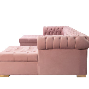 Lauren Pink Velvet Double Chaise Sectional