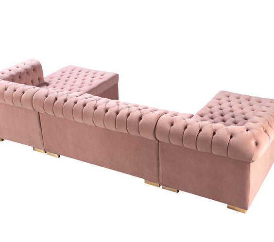 Lauren Pink Velvet Double Chaise Sectional