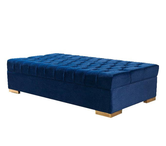 Lauren Navy Velvet Rectangle Ottoman