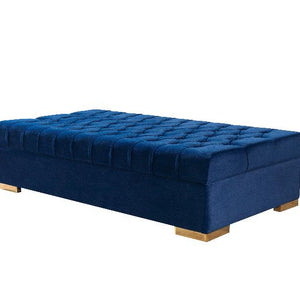 Lauren Navy Velvet Rectangle Ottoman