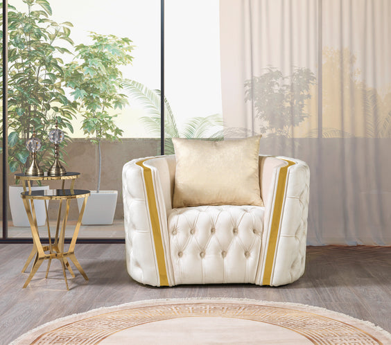 Fanci Ivory Velvet Sofa & Loveseat
