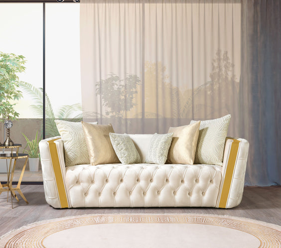 Fanci Ivory Velvet Sofa & Loveseat