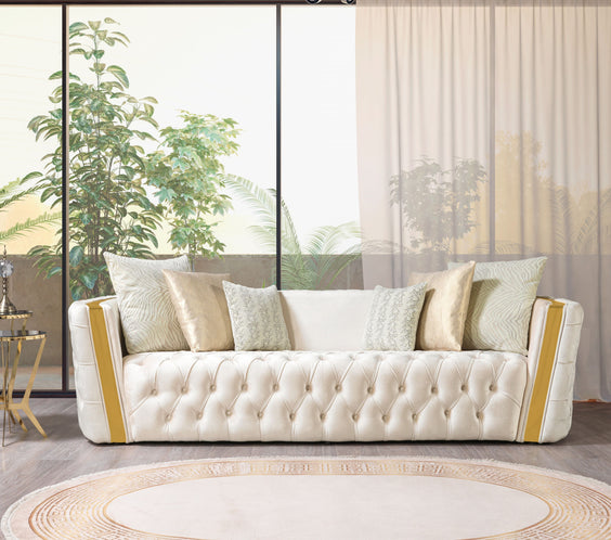 Fanci Ivory Velvet Sofa & Loveseat