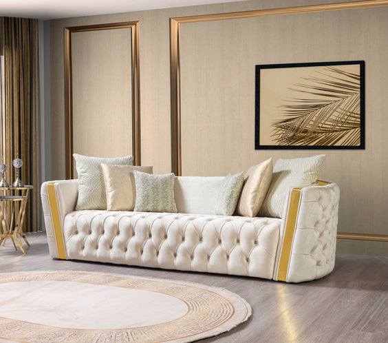Fanci Ivory Velvet Sofa & Loveseat