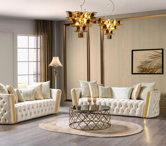 Fanci Ivory Velvet Sofa & Loveseat