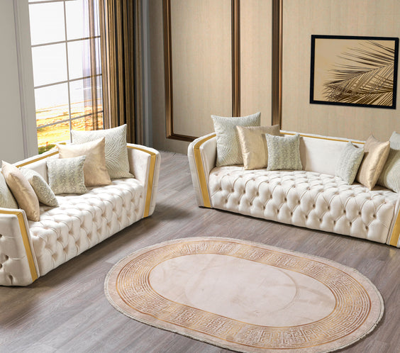 Fanci Ivory Velvet Sofa & Loveseat