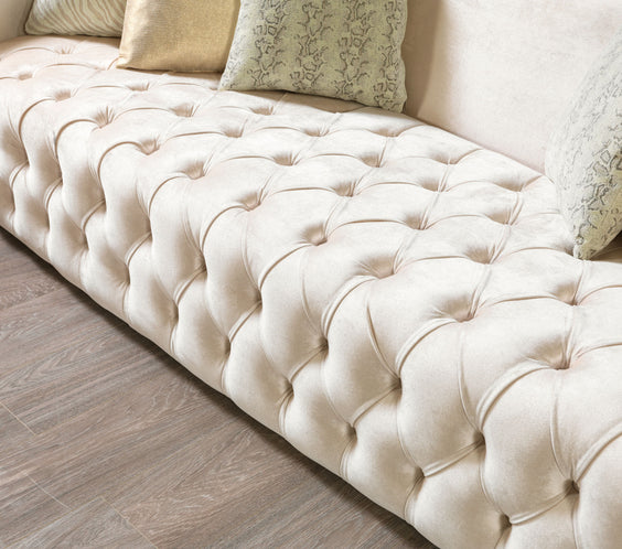 Fanci Ivory Velvet Sofa & Loveseat