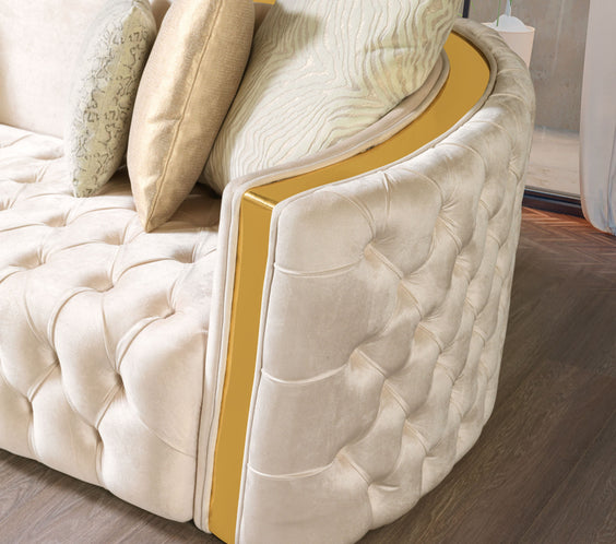 Fanci Ivory Velvet Sofa & Loveseat