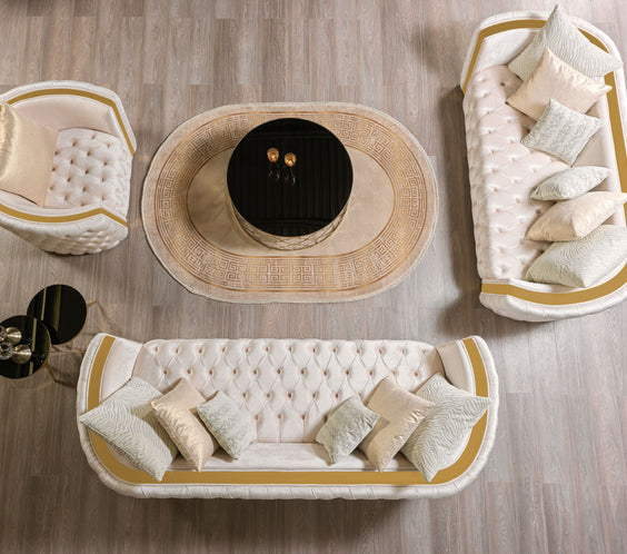 Fanci Ivory Velvet Sofa & Loveseat