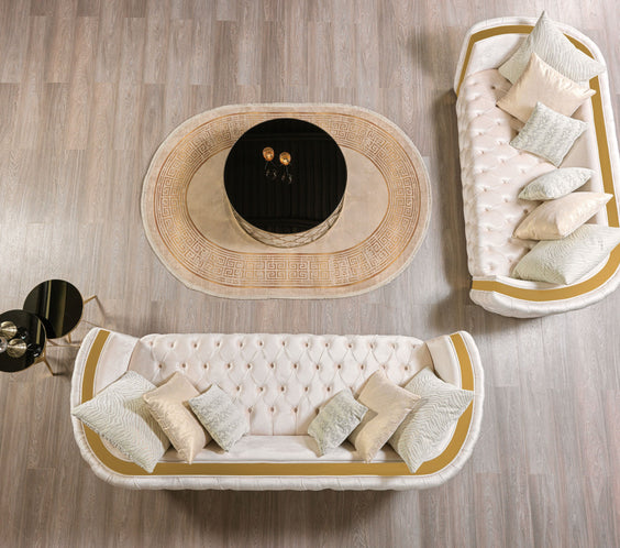 Fanci Ivory Velvet Sofa & Loveseat