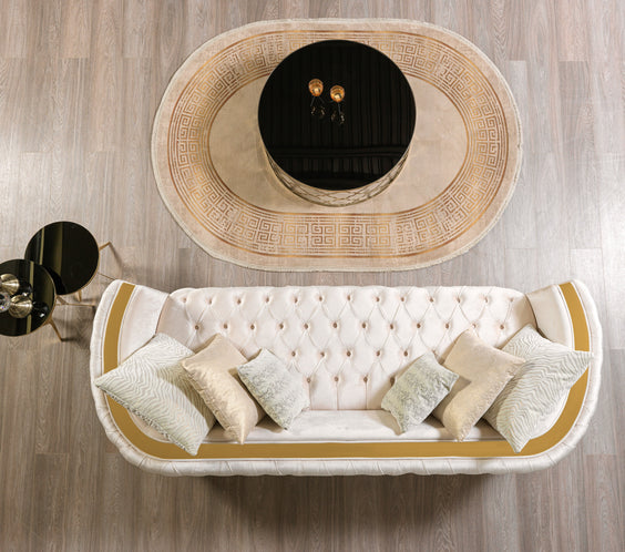 Fanci Ivory Velvet Sofa & Loveseat