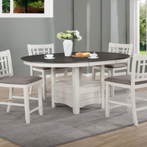 Hartwell Chalk Gray Modern Wood Oval Extendable Counter Height Dining Room Set