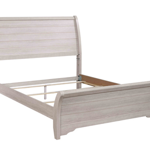 Coralee Chalk-Gray Traditional Rustic Modern Contemporary Hardwood Sleigh Bedroom Set