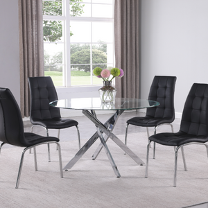 Jetta Black Sleek And Modern Contemporary Round Glass Dining Room Set