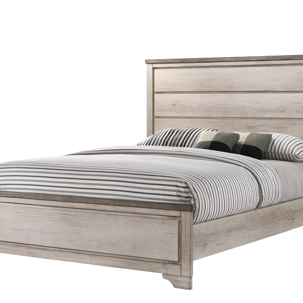 Patterson Driftwood Finish Solid Pine Wood Modern Rustic And Charm Panel Bedroom Set