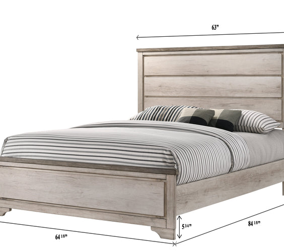 Patterson Driftwood Finish Solid Pine Wood Modern Rustic And Charm Panel Bedroom Set