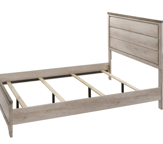 Patterson Driftwood Finish Solid Pine Wood Modern Rustic And Charm Panel Bedroom Set