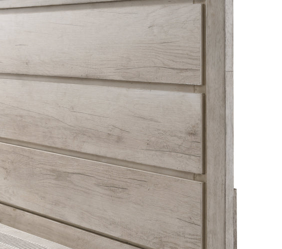 Patterson Driftwood Finish Solid Pine Wood Modern Rustic And Charm Panel Bedroom Set
