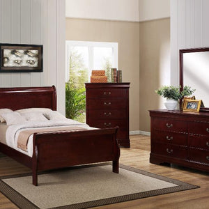 Louis Philip Cherry Classic Wood Sleigh Bedroom Set