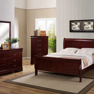 Louis Philip Cherry Classic Wood Sleigh Bedroom Set