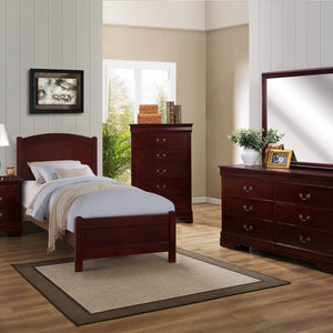 Louis Philip Cherry Wood Sleigh Bedroom Set