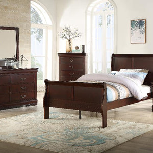 Louis Philip Cherry Wood Sleigh Bedroom Set