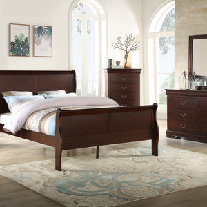 Louis Philip Cherry Wood Sleigh Bedroom Set