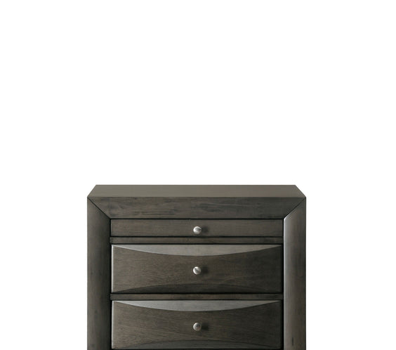 Emily Gray Oak Sleek Contemporary Modern Transitional Storage Platform Bedroom Set