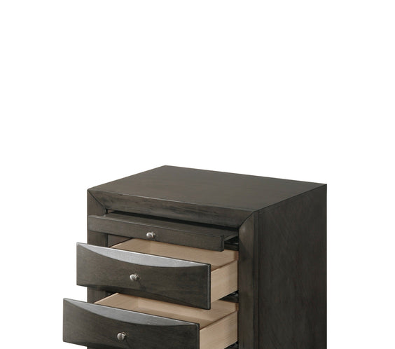 Emily Gray Oak Sleek Contemporary Modern Transitional Storage Platform Bedroom Set