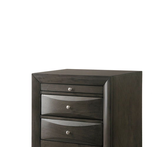 Emily Gray Oak Sleek Contemporary Modern Transitional Storage Platform Bedroom Set