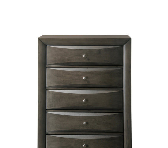 Emily Gray Oak Sleek Contemporary Modern Transitional Storage Platform Bedroom Set