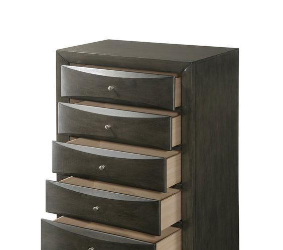 Emily Gray Oak Sleek Contemporary Modern Transitional Storage Platform Bedroom Set