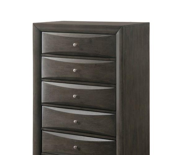 Emily Gray Oak Sleek Contemporary Modern Transitional Storage Platform Bedroom Set