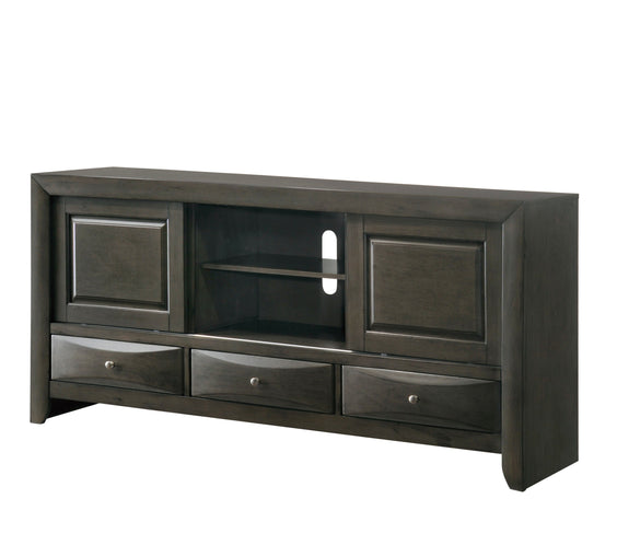 Emily Gray Oak Sleek Contemporary Modern Transitional Storage Platform Bedroom Set