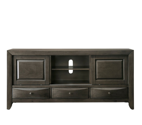 Emily Gray Oak Sleek Contemporary Modern Transitional Storage Platform Bedroom Set
