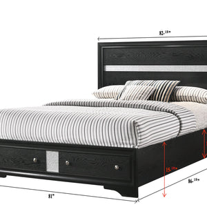 Regata Black/Silver Sleek And Modern, Wood Storage Platform Bedroom Set