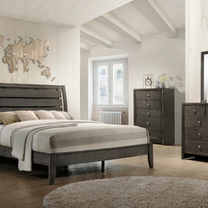 Evan Gray Finish Contemporary Modern Wood Upholstered Panel Bedroom Set