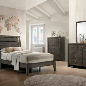 Evan Gray Finish Contemporary Modern Wood Upholstered Panel Bedroom Set