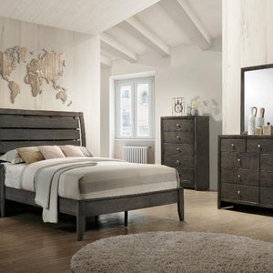 Evan Gray Finish Contemporary Modern Wood Upholstered Panel Bedroom Set