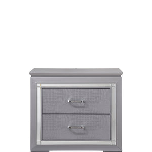 Lillian Silver Sleek Contemporary LED Fabric Upholestered Tufted Bedroom Set