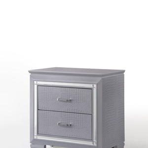 Lillian Silver Sleek Contemporary LED Fabric Upholestered Tufted Bedroom Set