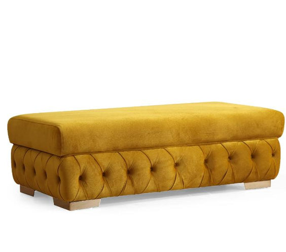 Matilda Mustard Velvet Rectangle Ottoman