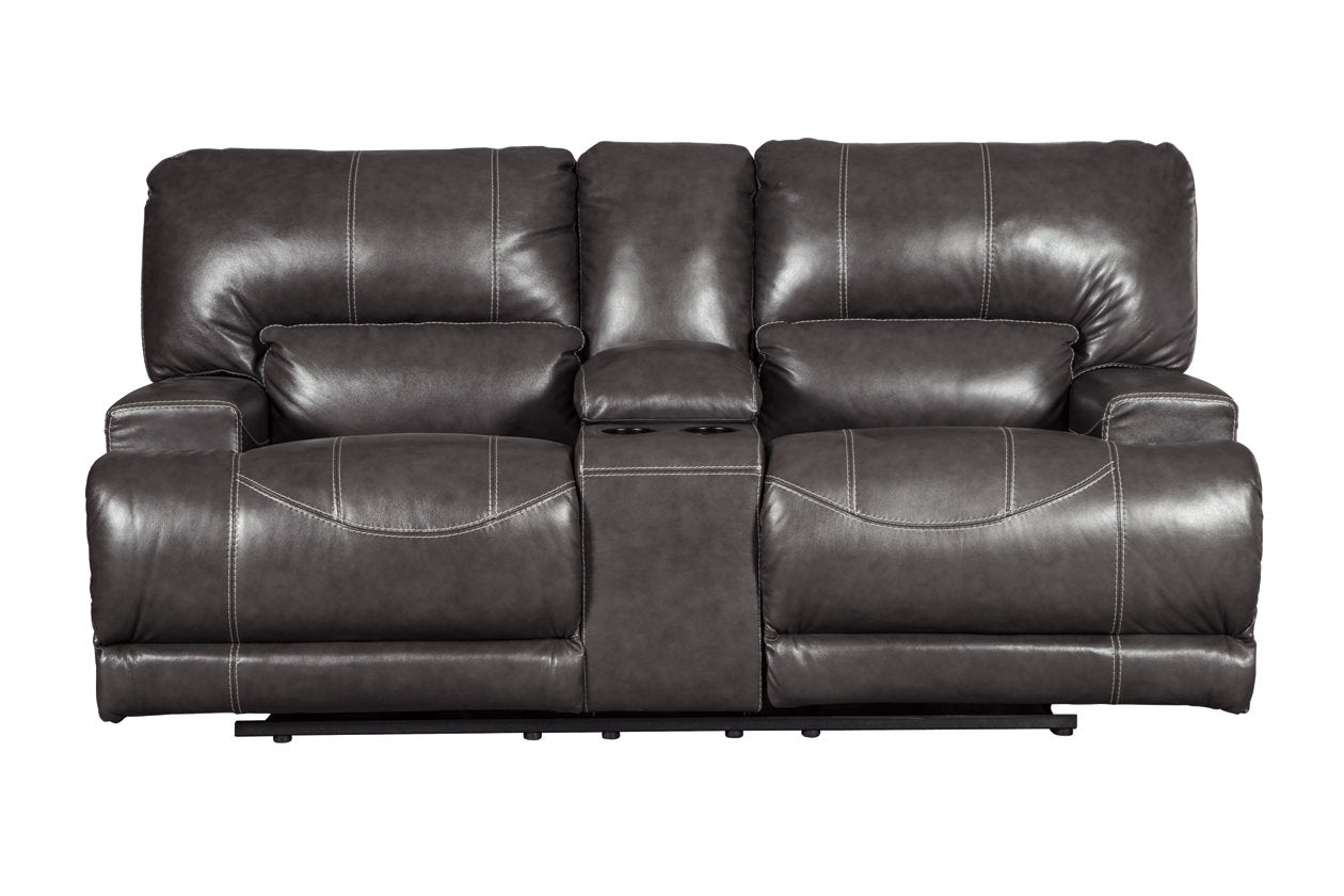 McCaskill Gray Power Reclining Loveseat with Console - U6090096 - Nova Furniture