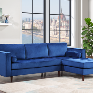 Roxy Blue Modern Contemporary Solid Wood Velvet Sectional