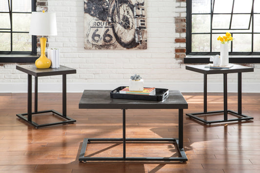 Airdon Brown/Black Bronze Modern Contemporary Sleek Metal And Solid Wood And Veneers Rectangular/Square Occasional Tables