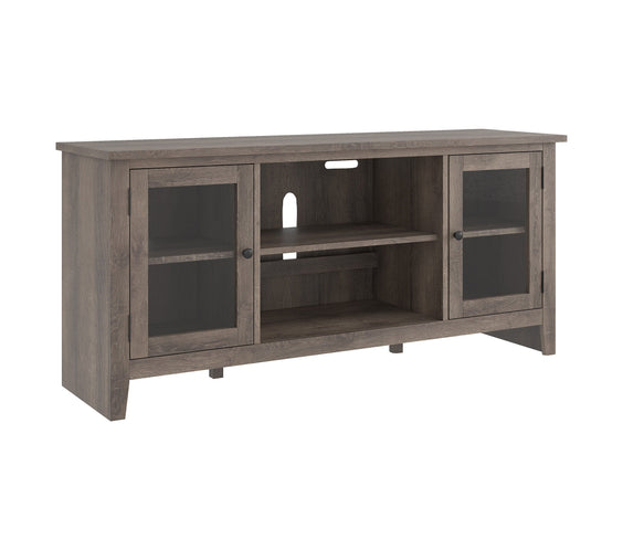 Arlenbry Gray Modern Transitional Wood TV Stand With Storage With Glass Doors