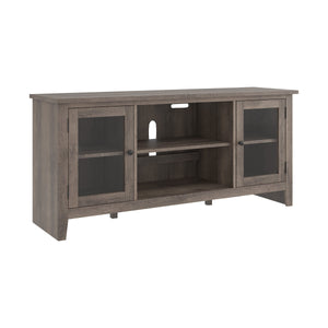 Arlenbry Gray Modern Transitional Wood TV Stand With Storage With Glass Doors