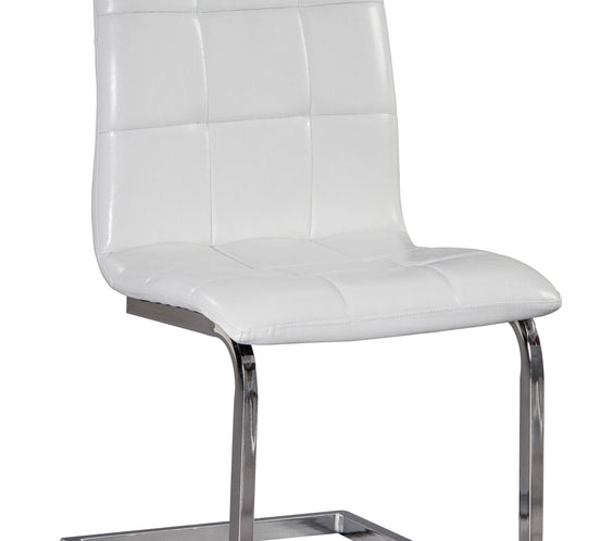 Ashley Chrome/White Modern Contemporary Glass Faux Leather Crystal Round 5Pc Dining Set